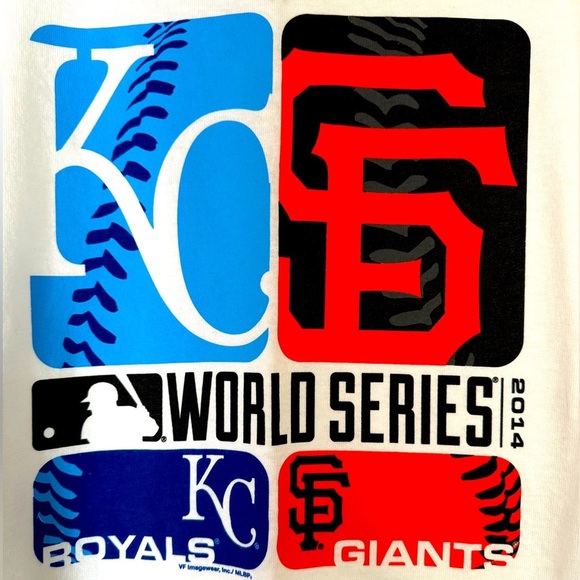 New W Tags World Series SF Giants & KC Royals MLB 2XL T-Shirt - Picture 1 of 4